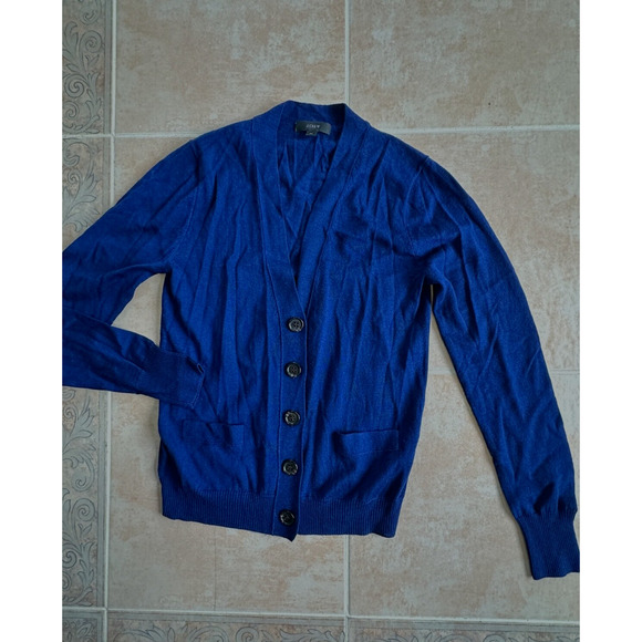 J. Crew Sweaters - J. Crew Merino Wool Navy‎ front button Lightweight sweater Women size XS